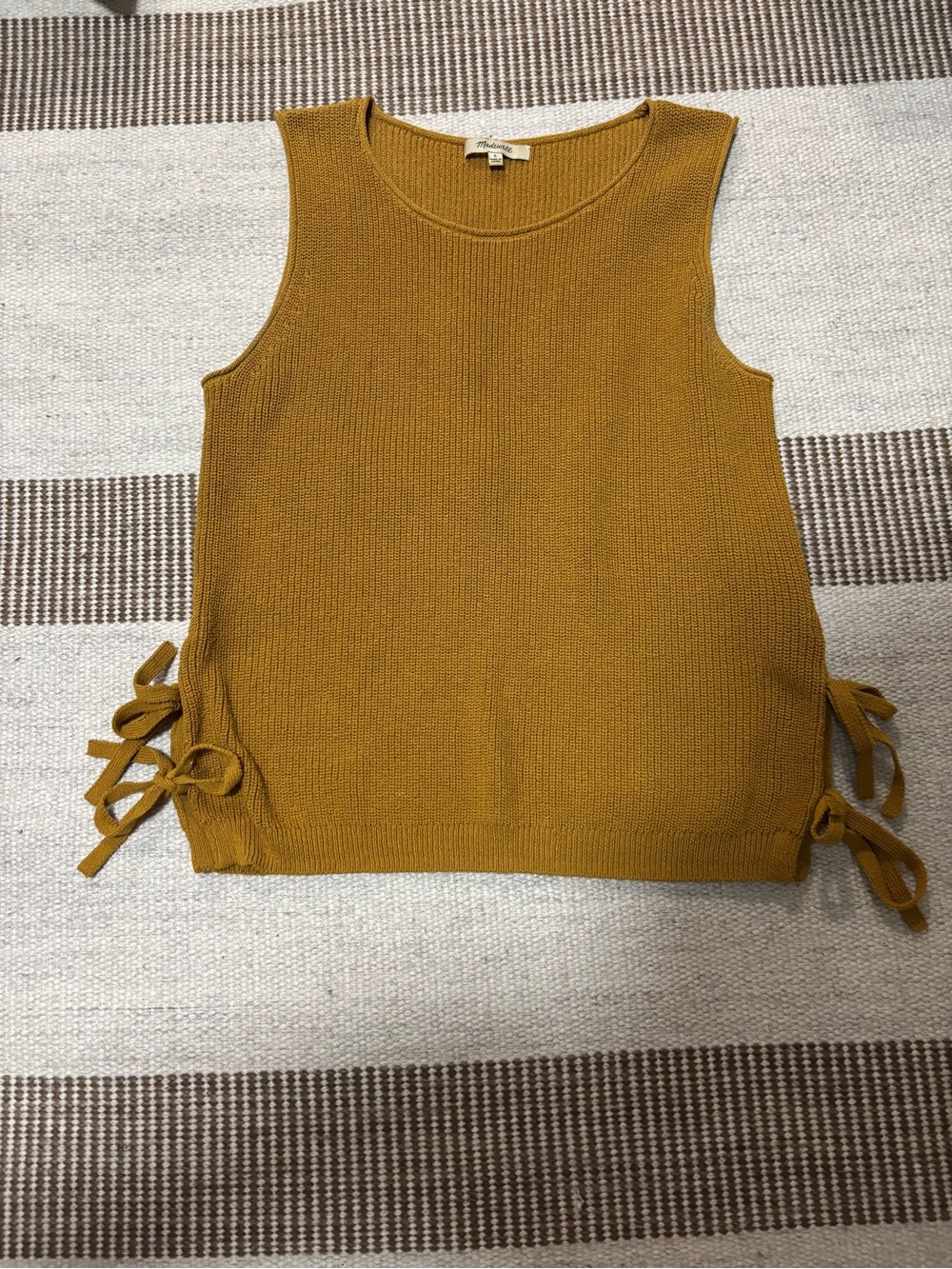 Madewell Mustard Side-Tie Sleeveless Knit Tank
